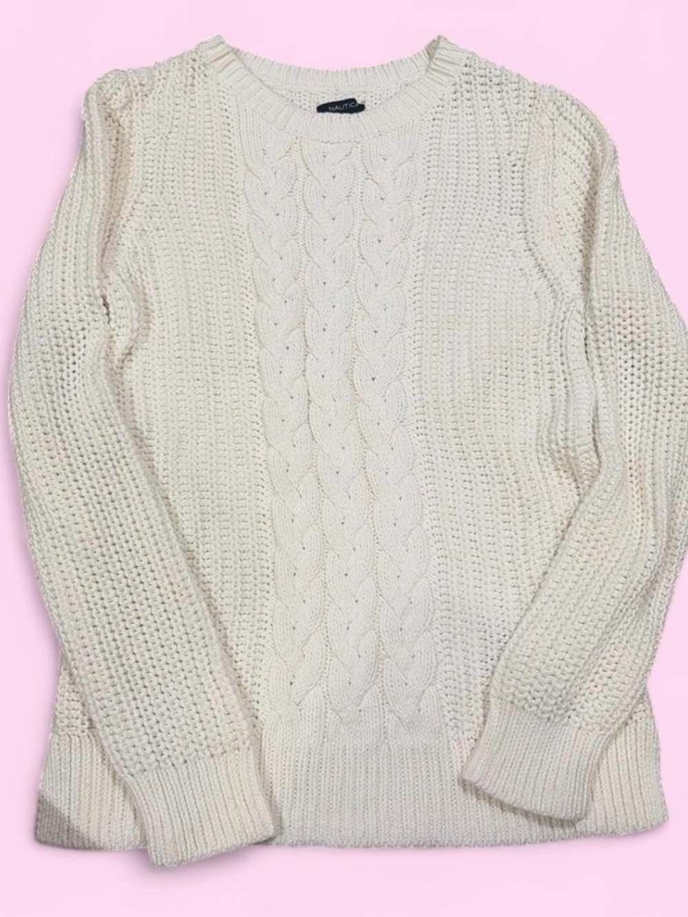Nautica Women's Cream Cable Knit Sweater
